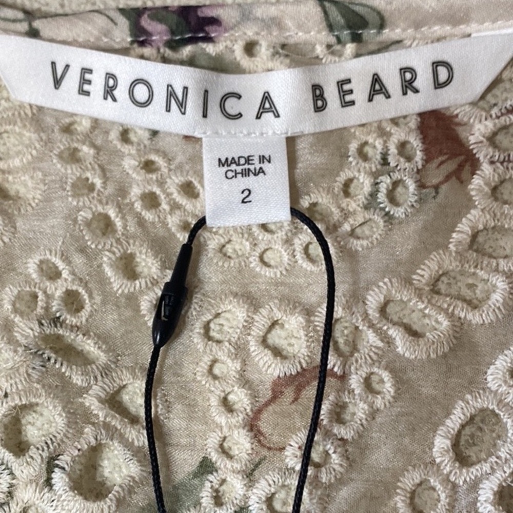 VERONICA BEARD Maryam Cream Multi Eyelet Chiffon Top Size 2 - Picture 4 of 9